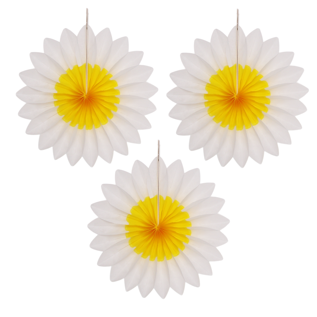 Paper Dreams Flower Fan 15cm Daisy, Set of 3