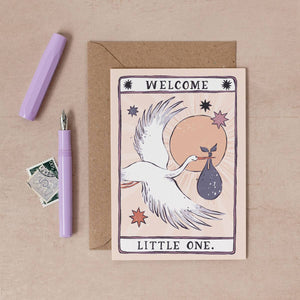 Stork New Baby Card | Gender Neutral Baby Cards | Adoption