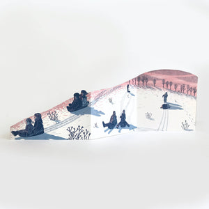 Concertina Card - Sledging at Dusk
