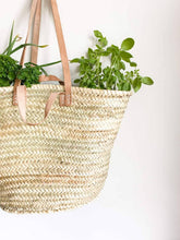 Load image into Gallery viewer, French Market Bag With Double Leather Handles - Natural
