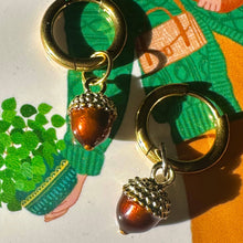 Load image into Gallery viewer, Autumn Acorn Detachable Enamel Charm Hoop Earrings
