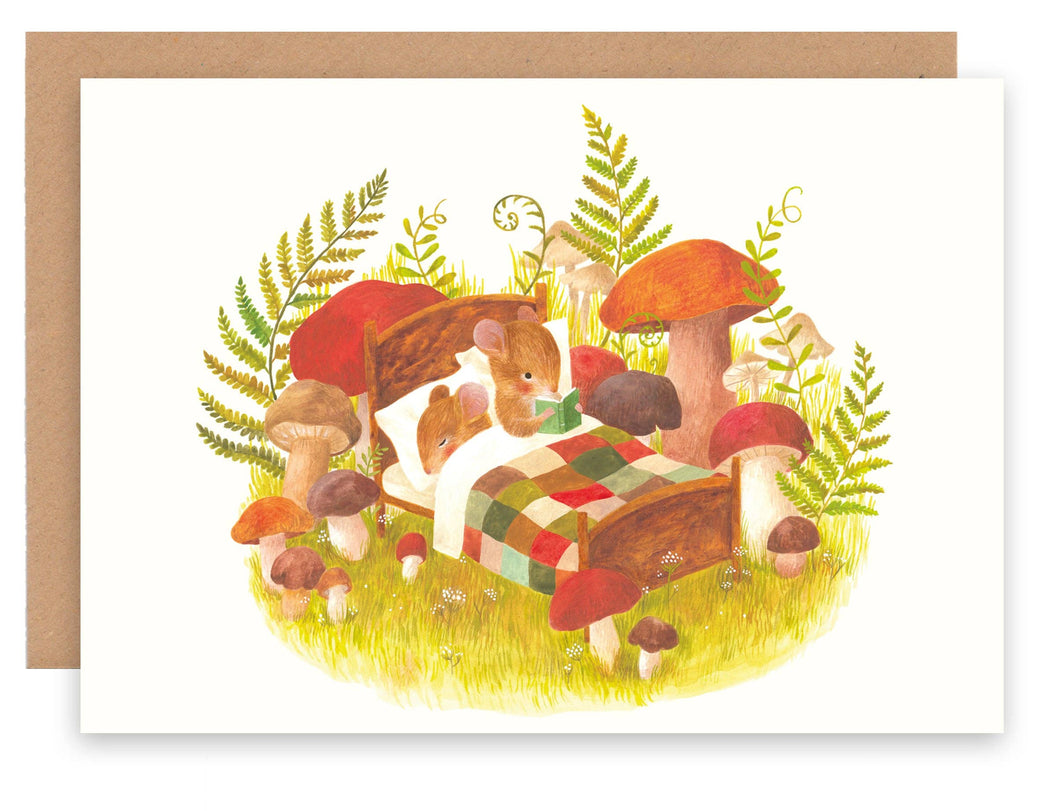 Cécile Berrubé Greetings Card - Mice In Bed