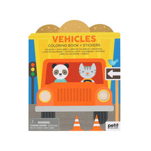 Load image into Gallery viewer, Petit Collage Coloring Book with Stickers - Vehicles
