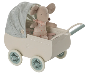 Maileg - Pram With Baby Mouse Set  - Mouse