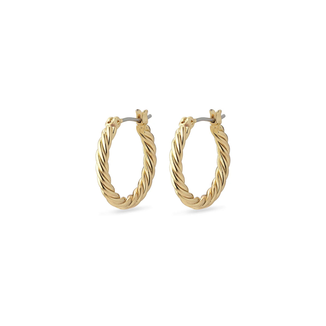 CECE Recycled Twisted  Hoop Earrings Gold Plated by Pilgrim