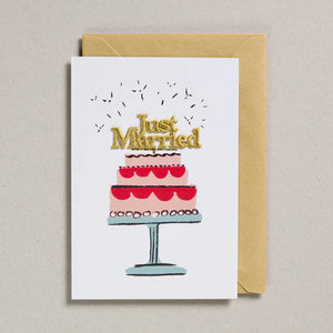 Riso Print Just Married Cake Card by Petra Boase