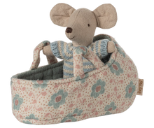 Load image into Gallery viewer, Maileg Sleepy Baby Mouse In Carry Cot - Blue
