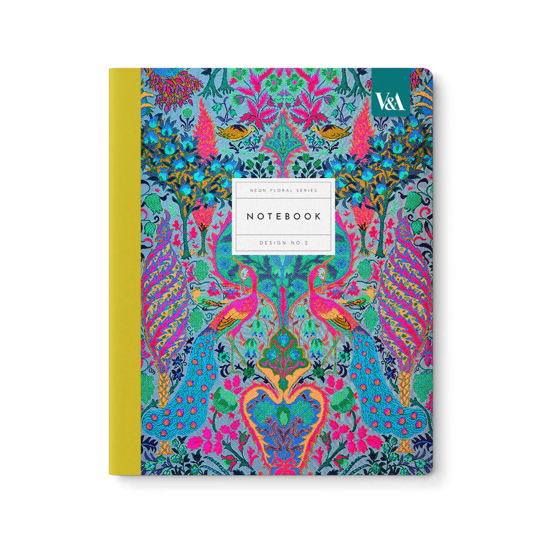 Premium Exercise Book - Neon Floral Peacock