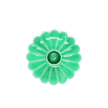 Load image into Gallery viewer, Enamel Flat Flower Candle Holder - Green
