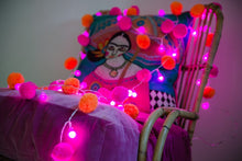 Load image into Gallery viewer, Pink &amp; Orange ‘Festival’ Fairy Light Chain by PomPom Galore
