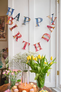 Happy Birthday - Recycled Red Mix Sewn Garland by East End Press