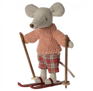 Maileg - Winter Big Sister Mouse with Ski Set