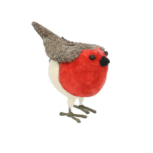 Fiona Walker Felt Decoration - Classic Standing Velvet Robin 9cm Mini