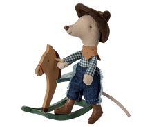Load image into Gallery viewer, Maileg Little Brother Mouse - Cowboy On Rocking Horse
