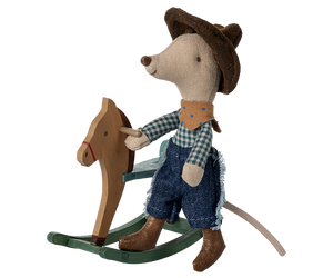 Maileg Little Brother Mouse - Cowboy On Rocking Horse