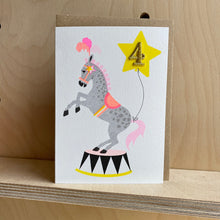 Load image into Gallery viewer, Petra Boase Number Card 4 - Circus Horse
