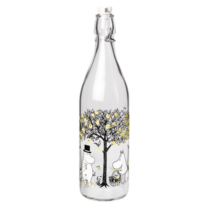 Moomin Glass Bottle with clamp stopper 1 L - Apples
