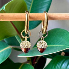 Load image into Gallery viewer, Autumn Acorn Detachable Enamel Charm Hoop Earrings

