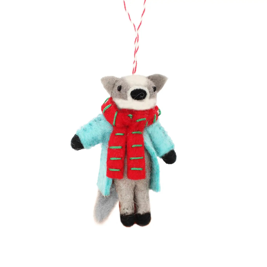 Fiona Walker Felt Decoration - Festive Forest Badger