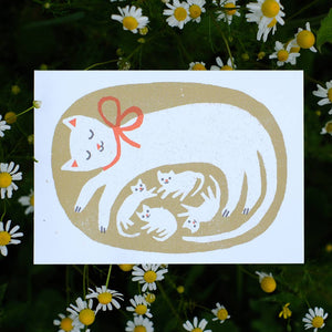 Greeting Card - Cat and Kittens
