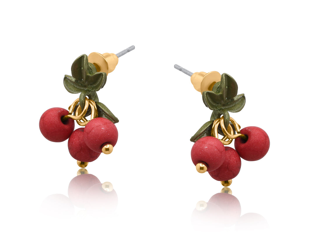 Berry Red Stud Earrings