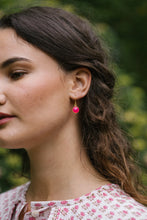 Load image into Gallery viewer, Gold vermeil Hook Earrings - Pink Chalcedony
