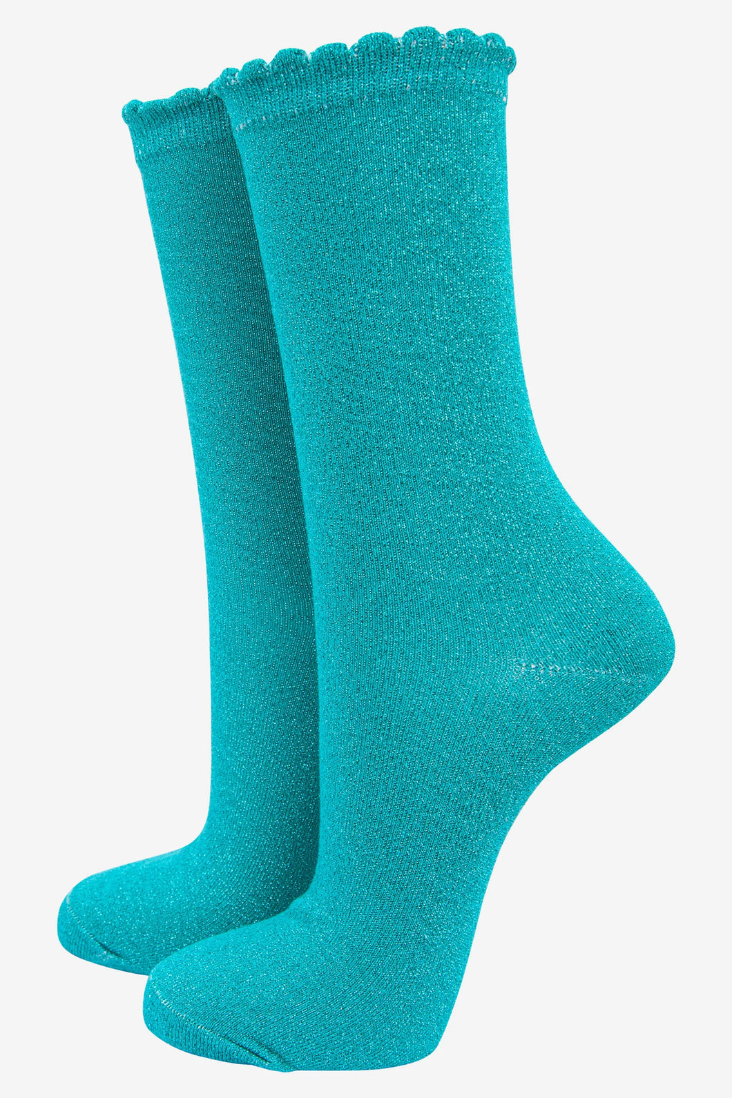 Women’s Socks - Aqua Blue Glitter