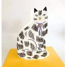 Load image into Gallery viewer, Sitting Kitty Shaped Cat Greeting Card - Black &amp; White
