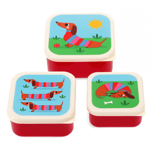 Snack Boxes Set Of 3 - Sausage Dog Blue