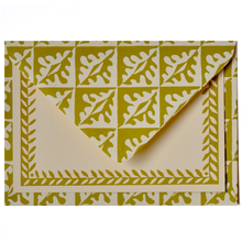 Load image into Gallery viewer, Set Of Notecards and Envelopes - Oak Leaves Sap Green by Cambridge Imprint

