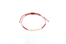 Load image into Gallery viewer, Beaded bracelet with pink, red and gold glass beads and 4 freshwater pearls
