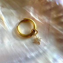 Load image into Gallery viewer, 18K Gold Rhinestone Star Charm Detachable Charm Hoop Earrings
