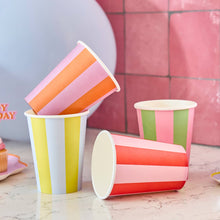 Load image into Gallery viewer, Bright Banquet Striped Paper Cups - Pack of 8
