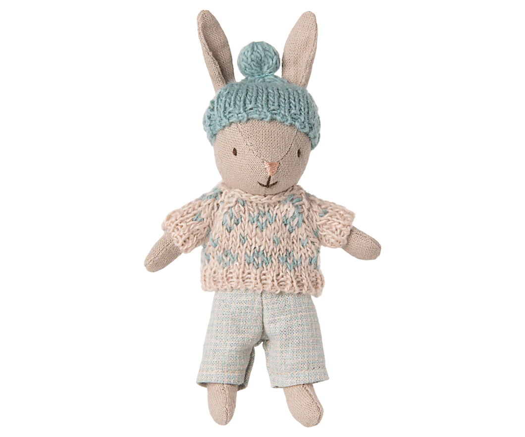 Maileg Micro Winter Bunny - Sand/Mint