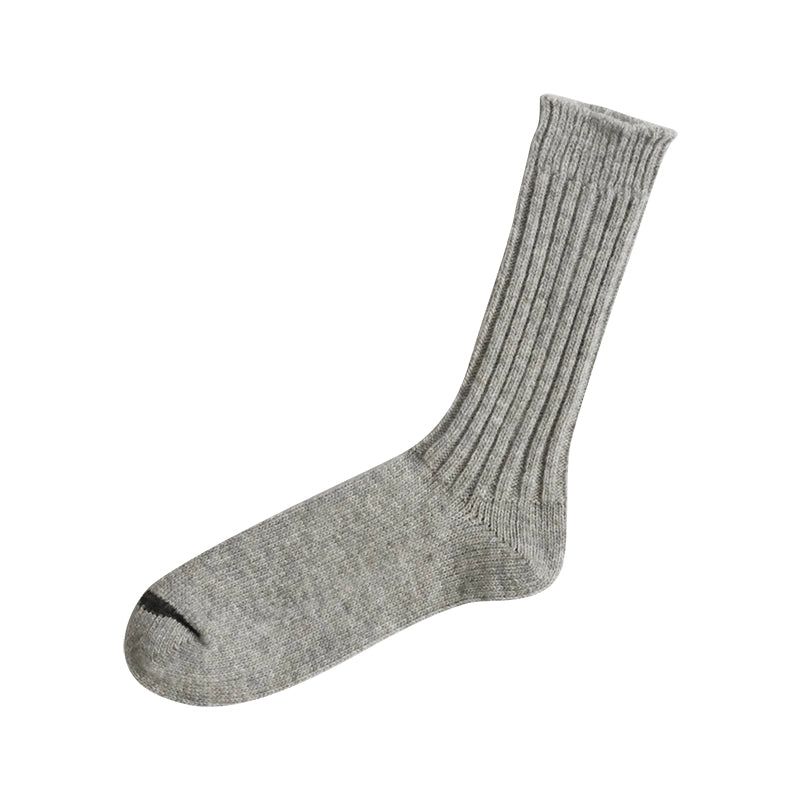 Nishiguchi Kutsushita Wool Ribbed Sock - Light Grey