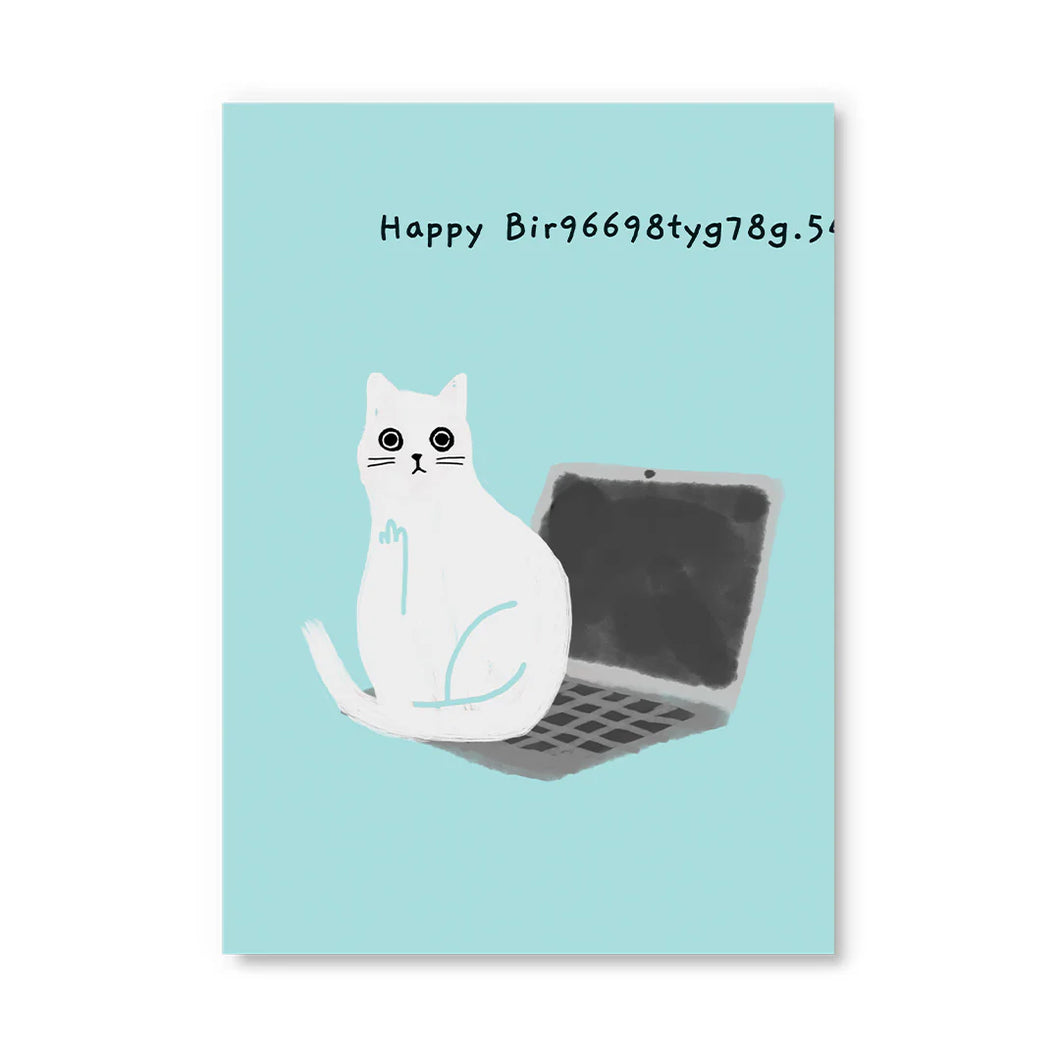 Happy Bir96698tyg78g.5 Post Card by Ken The Cat