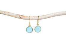 Load image into Gallery viewer, Gold vermeil Hook Earrings - Aqua Chalcedony
