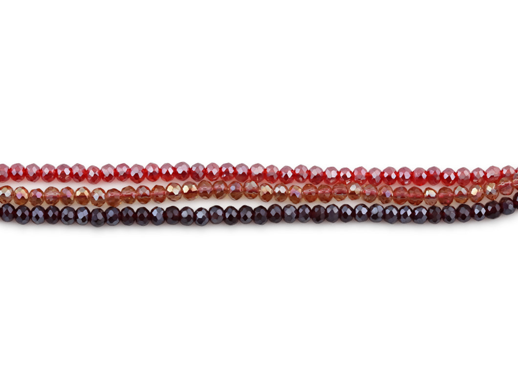 Belle 3 String Beaded Bracelet - Red/Pink