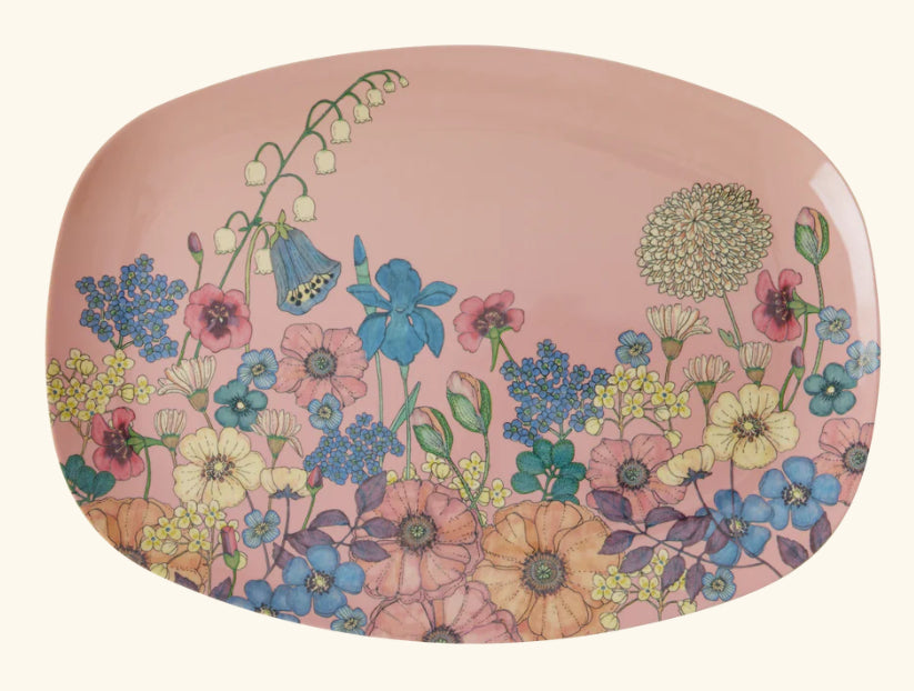 Rice DK - Rectangular Melamine Plate - Flower Collage Print