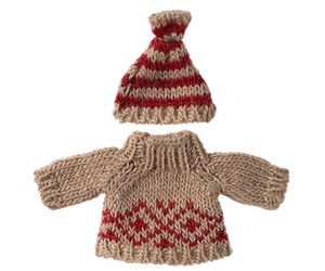 Maileg Knitted Sweater & Hat - Mum Mouse