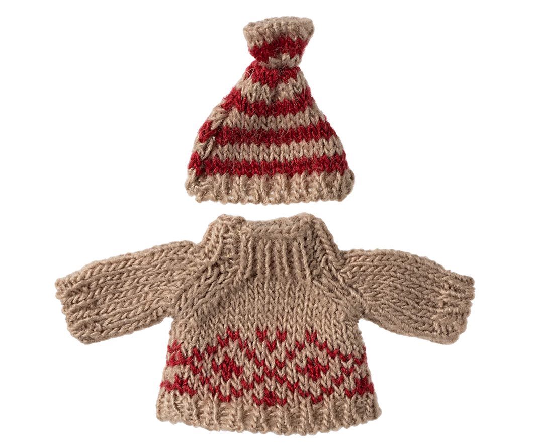 Maileg Knitted Sweater & Hat - Mum Mouse