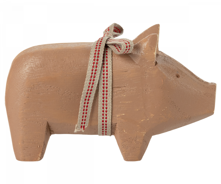 Maileg - Small Wooden Pig - Old Rose