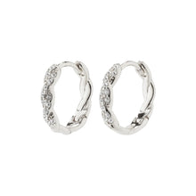 Load image into Gallery viewer, EZO Twirled Crystal Hoop Earrings Silver Plated by Pilgrim
