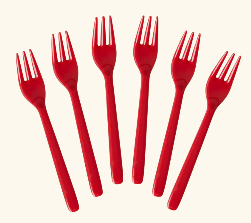 Melamine Forks Set of 6 - Candy Red