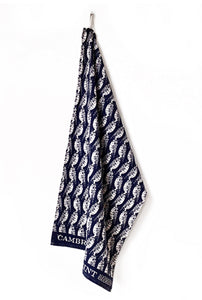 Cambridge Imprint - Cotton Tea Towel - Owls Indigo