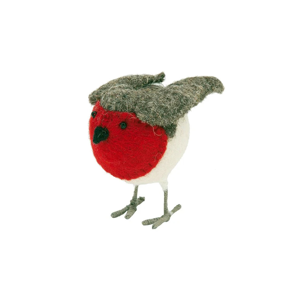 Fiona Walker Felt Decoration - Classic Standing Robin 9cm Mini