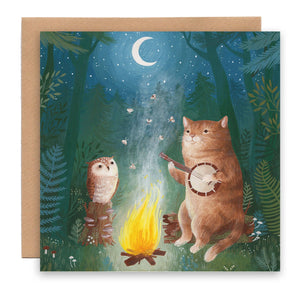 Cécile Berrubé Greetings Card - Cat & Owl