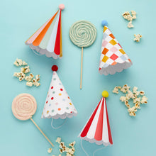 Load image into Gallery viewer, Circus Party Hats with Pom Poms - Pack of 8
