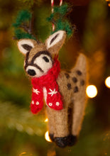 Load image into Gallery viewer, Embroidered Felt Reindeer Decoration
