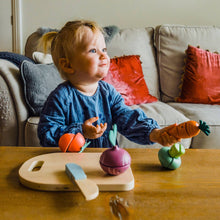 Load image into Gallery viewer, Happy Wooden Veggies Cutting Veg
